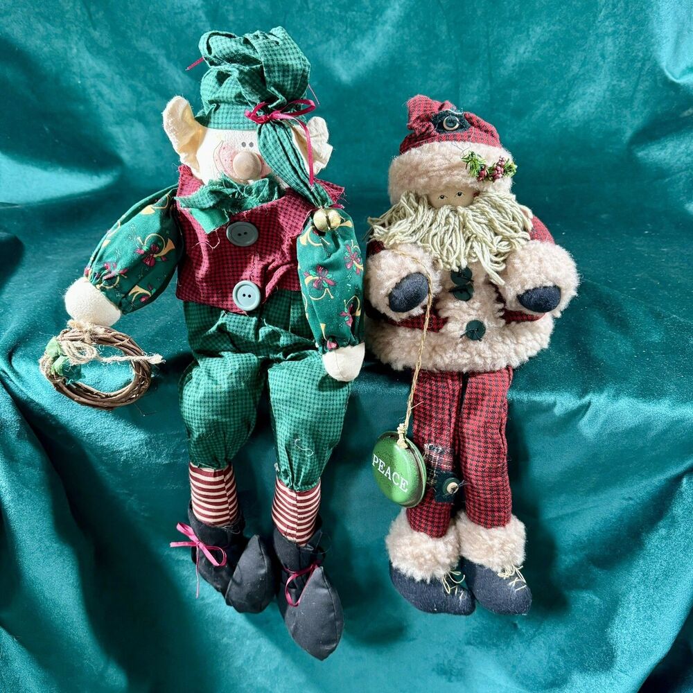 Bouquet Enterprise Santa & Elf Shelf Sitters Cloth Doll Decor